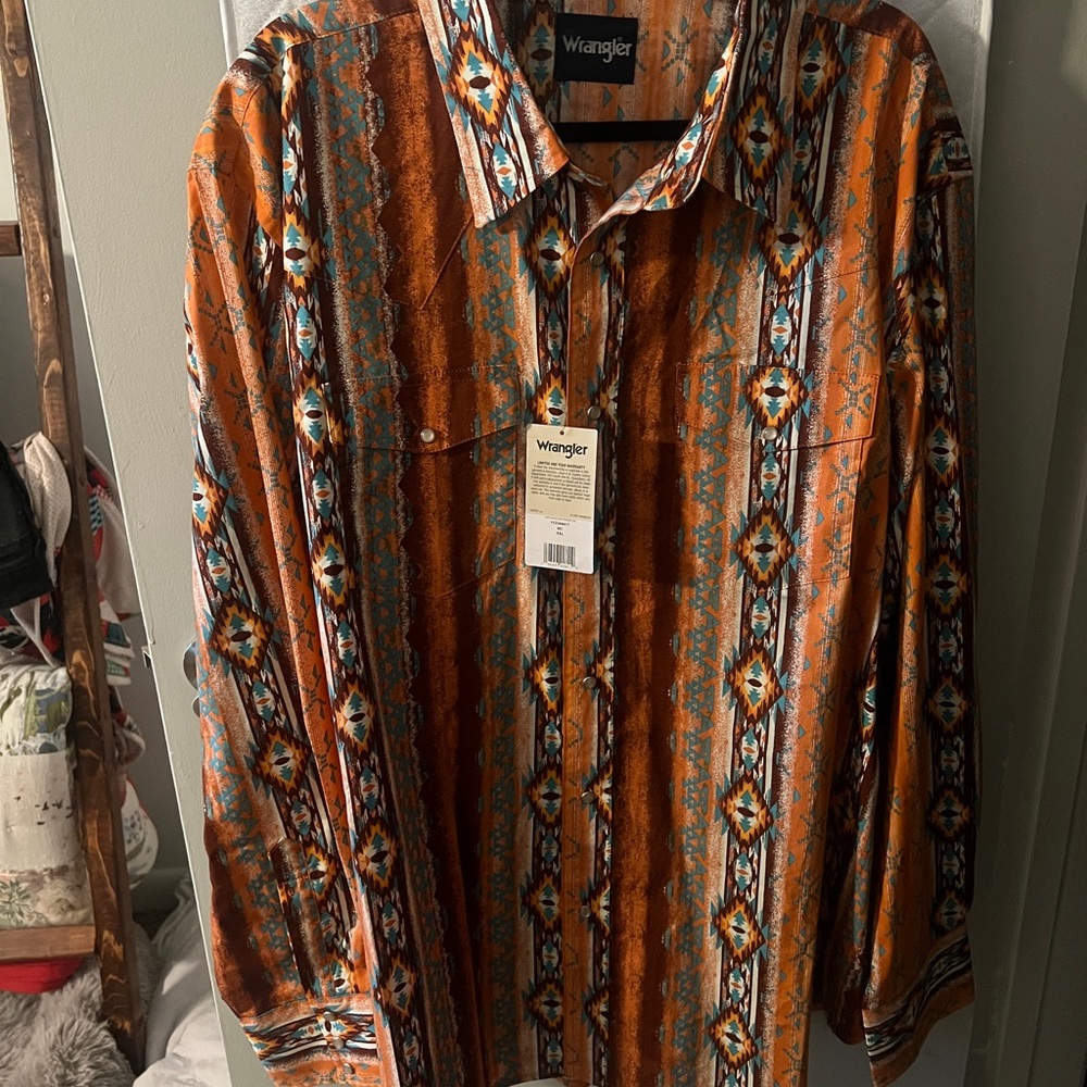 Men’s Wrangler Checotah Peal Snap Button Down